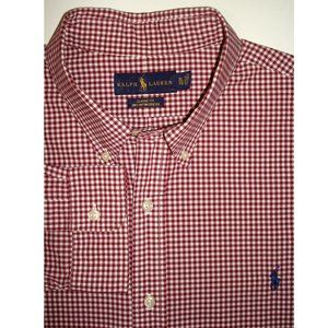 New! POLO RALPH LAUREN Stretch Classic Fit Maroon & White Checked Shirt